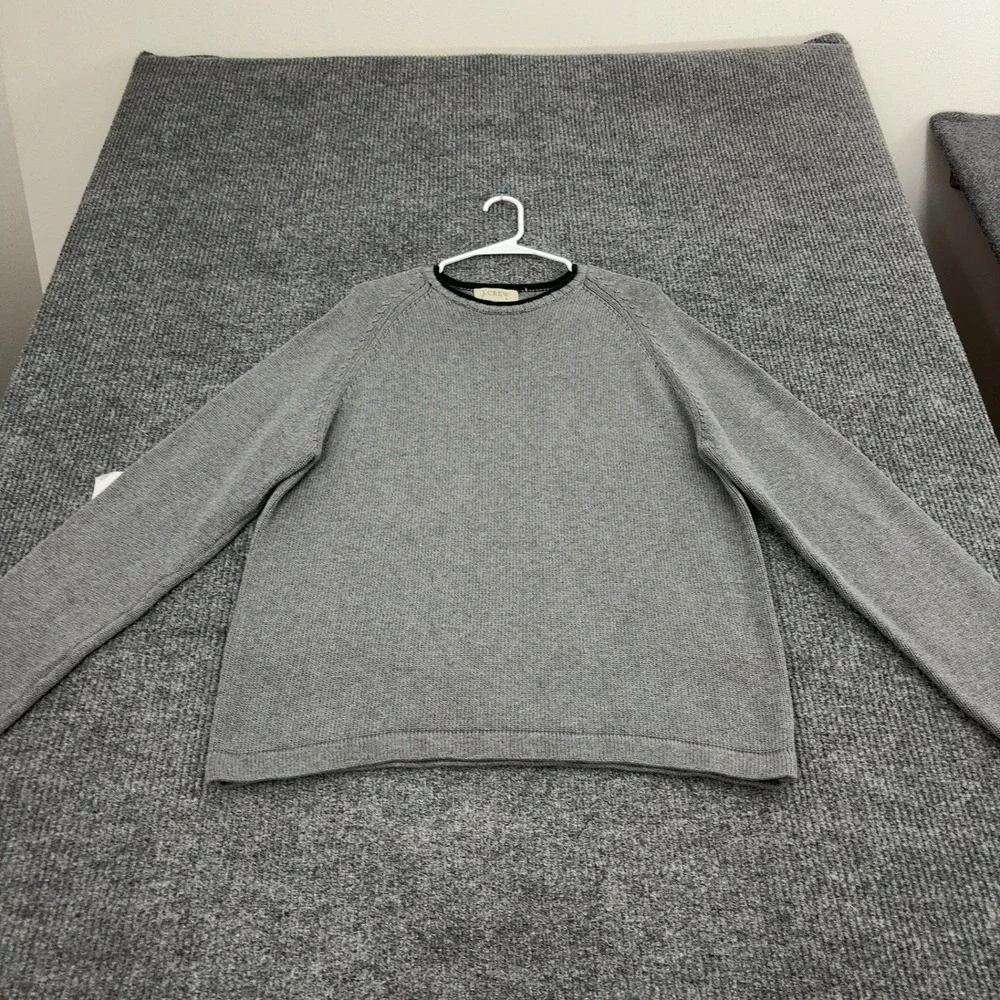 J Crew Sweater Mens XL Grey Cotton Raglan Crewneck Classic Minimalist